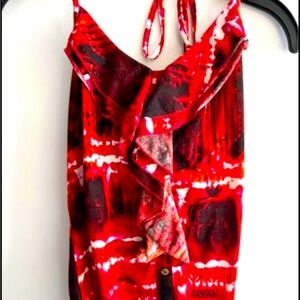 Red and white hulter top